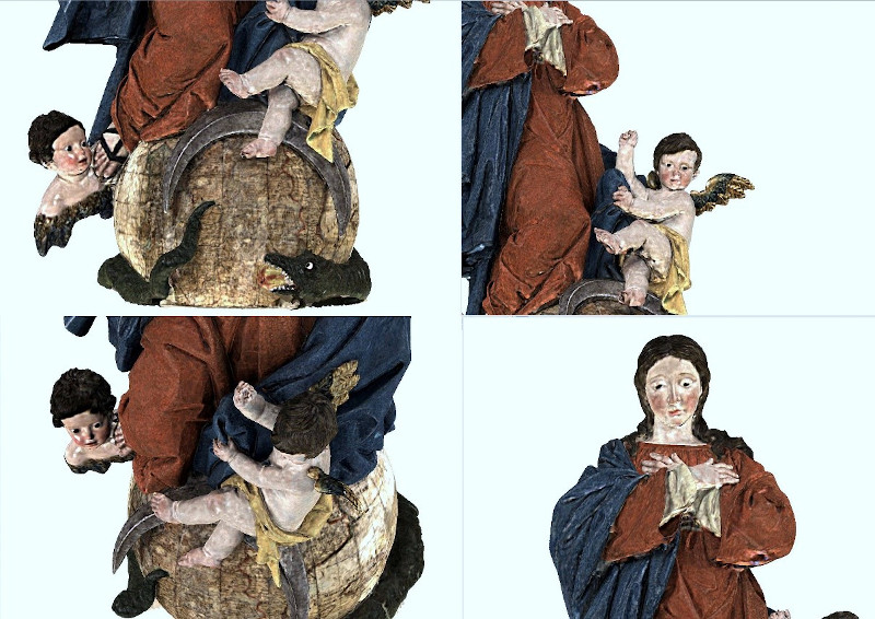 Details of Our Lady's scan on the globe